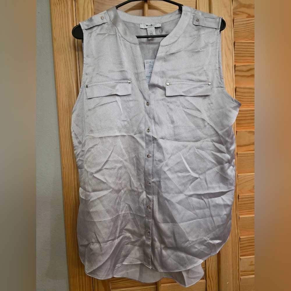 White House Black Market Light Gray Sleeveless Shirt